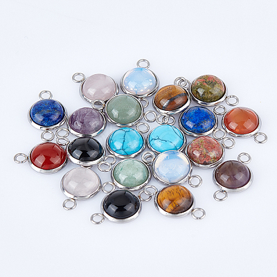 AHADERMAKER 20Pcs 10 Styles Natural & Synthetic Mixed Gemstone Connector Charms Sets G-GA0001-65-1