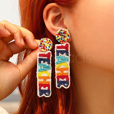 Seed Beads Boho Stud Earrings PW-WGF5677-01-1