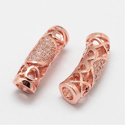 Brass Micro Pave Cubic Zirconia Tube Beads ZIRC-F038-17-FF-1