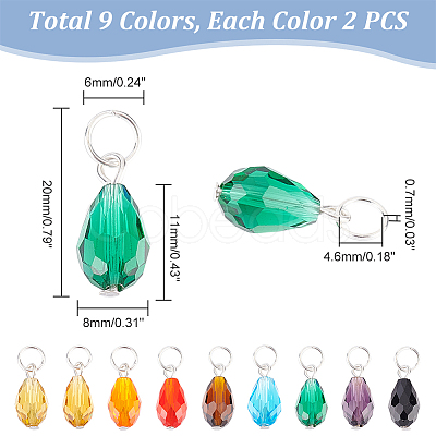 PandaHall Elite 144Pcs 8 Sets Birthstone Glass Pendants FIND-PH0009-37-1