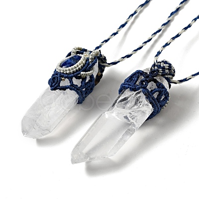 Bullet Natural Quartz Crystal Pendant Necklaces for Women NJEW-G045-01-1