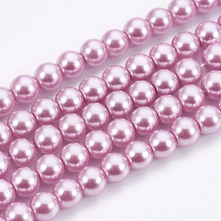 Eco-Friendly Dyed Glass Pearl Round Beads Strands HY-A002-6mm-RB013-1