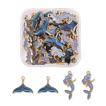 50Pcs 2 Style Alloy Enamel Pendants X1-ENAM-LS0001-10LG-1