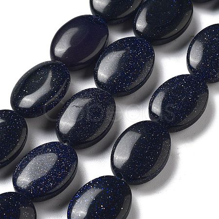 Synthetic Blue Goldstone Beads Strands G-P528-M02-01-1