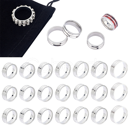 Unicraftale 21Pcs 7 Size 201 Stainless Steel Ring Core Blank for Inlay Jewelry Making RJEW-UN0002-39-1