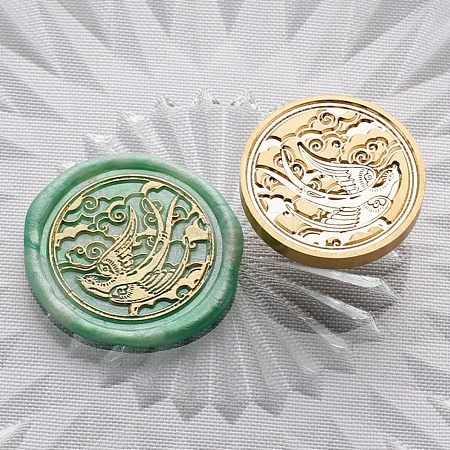 Golden Plated Brass Wax Sealing Stamp Head KK-K363-01G-02-1