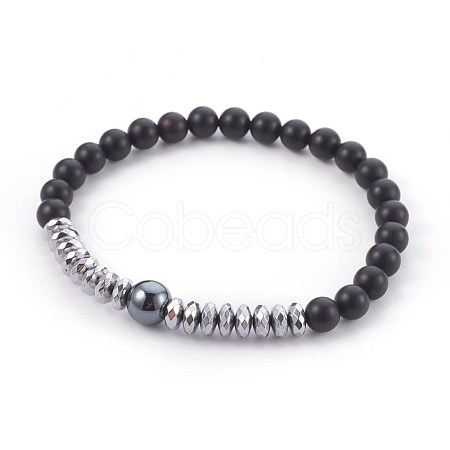 Natural Black Agate(Dyed) Beads Stretch Bracelets BJEW-JB04011-1