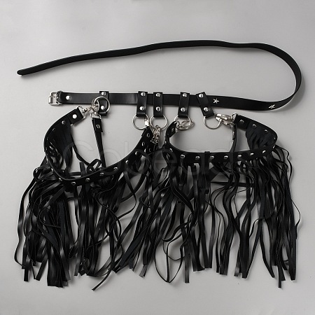 Imitation Leather Tassel Chain Belt AJEW-WH20006-20-1