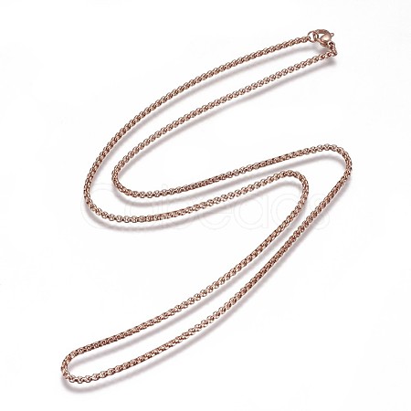 304 Stainless Steel Box Chain Necklaces NJEW-F261-21RG-1