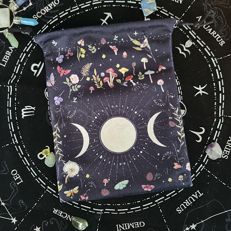 Velvet Tarot Cards Storage Drawstring Bags ZODI-PW0002-06C-1