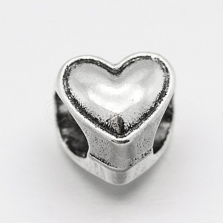 Alloy Heart Large Hole European Beads MPDL-M040-13AS-1