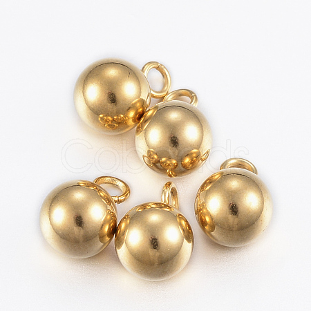 Ion Plating(IP) 304 Stainless Steel Sphere Charms STAS-H394-11G-1