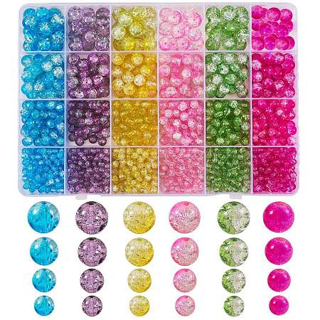1500Pcs 24 Style Baking & Spray Painted Crackle Glass Beads CCG-SZ0001-13B-1