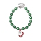 Christmas Theme Imitation Pearl Acrylic Bracelets for Women Girl, with Alloy Enamel Charms, Santa Claus, Green, 7-1/2 inch(19cm)