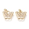 Brass Micro Pave Cubic Zirconia Pendants, Long-lasting Plated, Butterfly, Golden, 16x18.5x2mm, Hole: 6x3.5mm