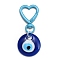 Alloy Pendant Decorations, with Plastic Pendants, Flat Round, Dark Blue, 70x30mm