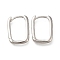 925 Sterling Silver Hoop Earrings, Rectangle, Platinum, 16.5x12x2.5mm