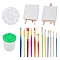 DIY Painting Kit, with Wooden Sketchpad & Easel, Plastic Watercolor Oil Palette & Art Brushes Pens & Pen Cup, Nylon Art Supplies Drawing Art Pen, Mixed Color, 178x5mm