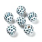 Natural Wood European Beads, Ocean Series 16MM Printed lotus Beads, Large Hole Beads, Polka Dot, 16x15mm, Hole: 4mm