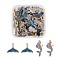 50Pcs 2 Style Alloy Enamel Pendants, Mermaid & Whale Tail Shape,  Light Gold, Blue, 17~29x12.5~20x2~3mm, Hole: 1.4~1.6mm, 25pcs/Style