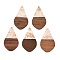 Transparent Resin and Walnut Wood Pendants, Teardrop Charms with Gold Foil, Old Lace, 48.5x28x3.5mm, Hole: 2mm