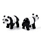 Handmade Lampwork Home Decorations, 3D Panda Ornaments for Gift, Black, 55~56x25~26.5x34.5~35.5mm