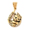 316L Stainless Steel Tibetan Style Rhinestone Pendants, Leopard, 33x22x7.5mm, Hole: 9x7mm