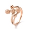 Ion Plating(IP) 304 Stainless Steel Round Ball Finger Ring for Women, Rose Gold, US Size 7(17.3mm)