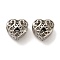 Alloy Enamel European Beads, Large Hole Beads, Heart with Paw Print, Black, 10.5x11x8.5mm, Hole: 5mm