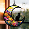 Moon with Cat Window Suncatchers, Wall Art Window Hanging Memorial Pendant Decoration, Cat Shape, 100mm