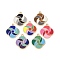 Rack Plating Alloy Enamel Pendants, Cadmium Free & Nickel Free & Lead Free, Flower Charm, Mixed Color, 28.5x25x2mm, Hole: 1.8mm