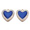 Rack Plating Alloy Enamel Pendants, with Crystal Rhinestone, Cadmium Free & Nickel Free & Lead Free, Light Gold, Heart, Medium Blue, 21x21x2.5mm, Hole: 1.8mm