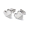 Non-Tarnish 304 Stainless Steel Heart Stud Earrings for Women, Stainless Steel Color, 9.5x10.5mm, Pin: 0.7mm