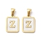 Ion Plating(IP) 304 Stainless Steel Pave Shell Pendants, Rectangle Charm, Real 18K Gold Plated, Letter Z, 17.5x12x1.5mm, Hole: 3x5mm