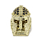 Brass Micro Pave Black Cubic Zirconia Beads, Helmet, Real 18K Gold Plated, 15x10x11mm, Hole: 1mm