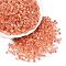 6/0 Transparent Inside Colours Glass Seed Beads, Triangle, Coral, 3.5x3.5x3.5mm, Hole: 0.9mm, about 4500pcs/pound