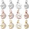 Nbeads 12Pcs 3 Colors  Brass Micro Pave Cubic Zirconia Charms, with Jump Ring, Long-Lasting Plated, Moon with Star, Mixed Color, 12x9x2mm, Hole: 3mm, 4pcs/color