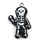 Halloween Theme Resin Pendants, with Platinum Iron Findings, Skeleton, 36x22.5x8mm, Hole: 2mm