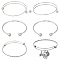 Olycraft 6Pcs 3 Styles 304 Stainless Steel Expandable Bangle Making, Stainless Steel Color, 50~65mm, 2pcs/style