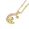 Brass Micro Pave Clear Cubic Zirconia Pendants Necklaces, The 12 Animals of the Chinese Zodiac, Real 18K Gold Plated, Snake, 17.28 inch(43.9cm)