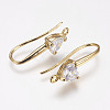 Brass Cubic Zirconia Earring Hooks KK-P076-02-2