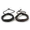 Adjustable PU Leather & Waxed Cords Braided Multi-strand Bracelet BJEW-F468-07-1
