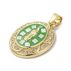 Oval with Virgin Mary Brass Micro Pave Clear Cubic Zirconia Pendants KK-K385-030G-3