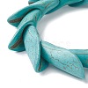 Dyed Synthetic Turquoise Leaf Beaded Stretch Bracelets BJEW-P299-07A-2