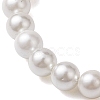Natural Rose Quartz Chip & Round Pearl Shell Stretch Bracelets for Women BJEW-JB10552-02-4