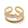 Brass with Cubic Zirconia Open Cuff Rings RJEW-B053-03-2