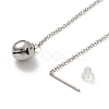 304 Stainless Steel Long Chain with Small Bell Dangle Stud Earrings for Women EJEW-A068-01P-2