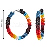 Boho Glass Seed Beaded Big Huggie Hoop Earrings for Women EJEW-SW00003-7