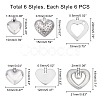 Unicraftale 36Pcs 6 Styles 304 Stainless Steel Stamping Blank Tag Charms STAS-UN0020-70P-5