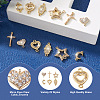 12Pcs 6 Styles Brass Micro Pave Clear Cubic Zirconia Connector Charms KK-TA0001-14-5